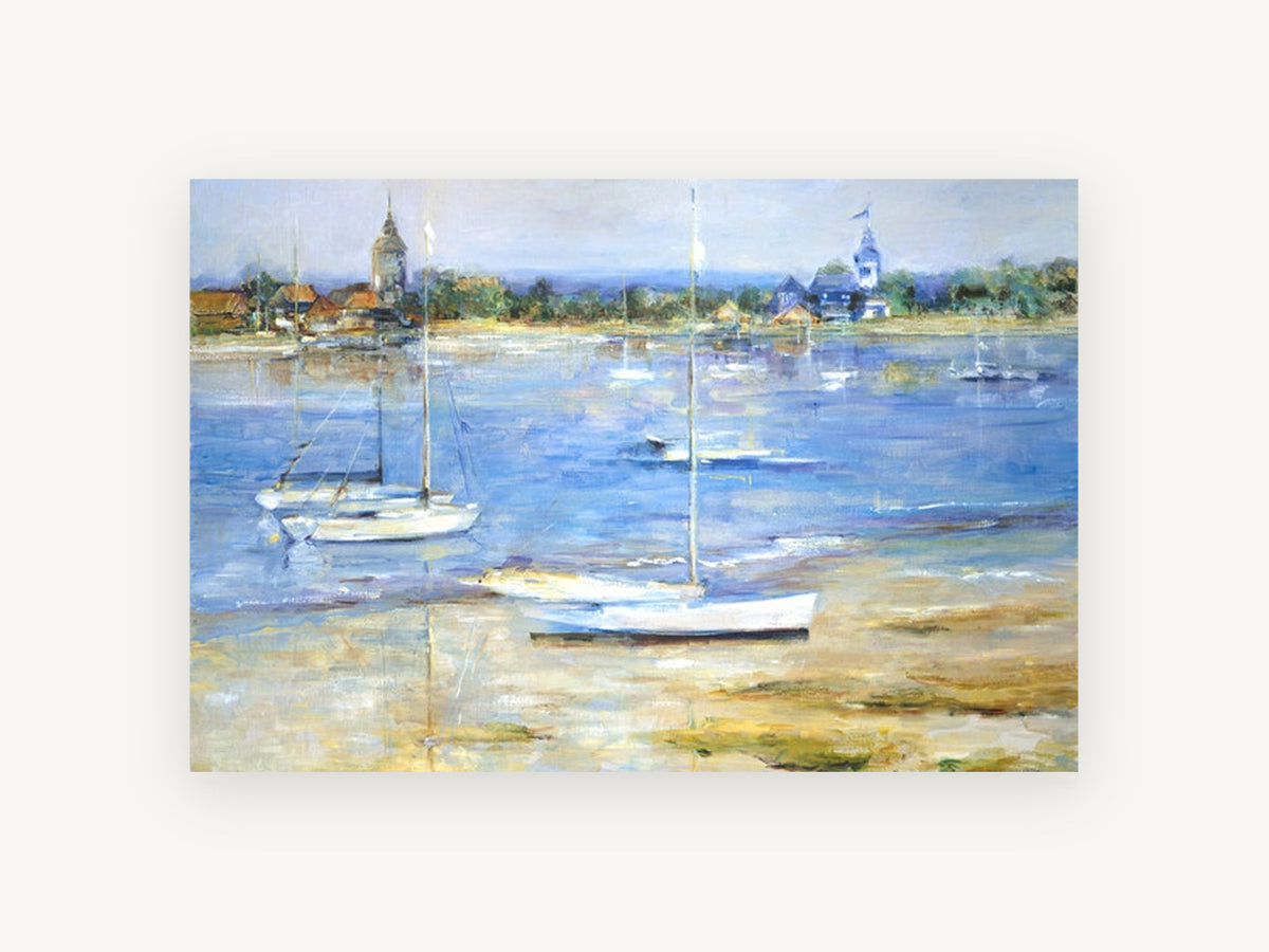 Low Tide Moorings, coastal canvas wall art print, front view