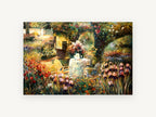 Garden Tea Table, floral canvas wall art print, front view