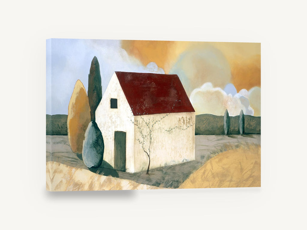 Red Roof Farmhouse, red roof farmhouse rural landscape, landscape canvas wall art print ready to hang