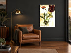 Crimson Poppy Study floral canvas print on the wall of a charcoal living room