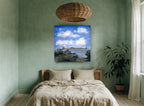 Lakeside Wildflowers Sky floral canvas print on the wall of a bedroom