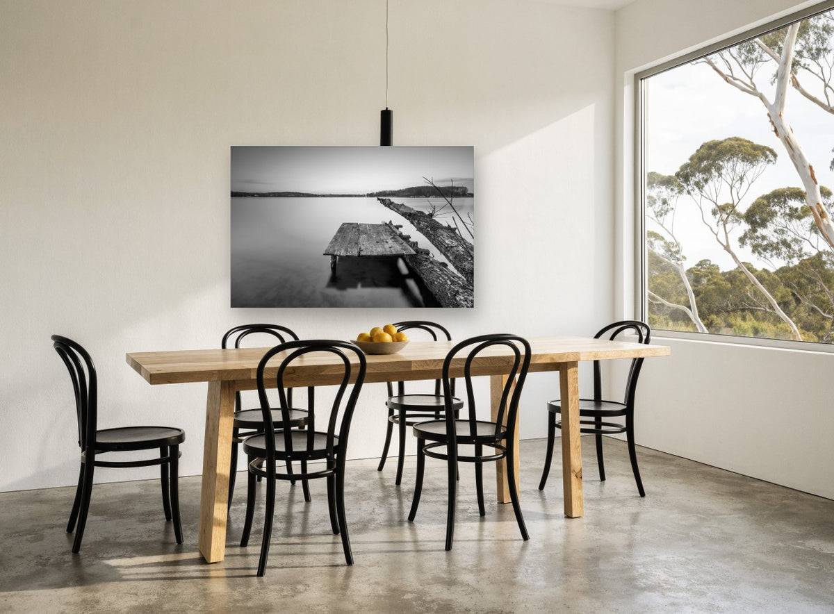 Fallen Log Jetty landscape canvas print on the wall of a dining room