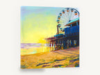 Golden Hour Pier, ferris wheel pier sunset seascape, coastal canvas wall art print ready to hang
