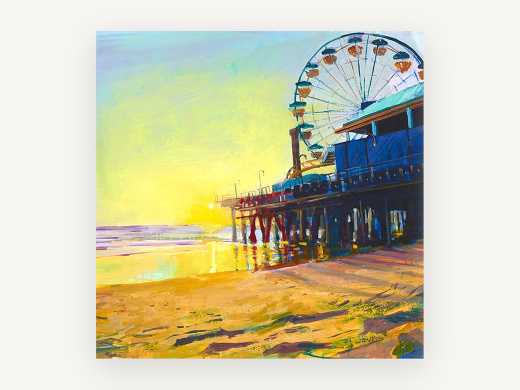 Golden Hour Pier, coastal canvas wall art print, front view