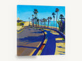 Palm Shadow Coast Road, palm lined coastal road painting, coastal canvas wall art print ready to hang