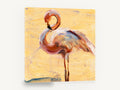 Preening Flamingo Study, flamingo expressive brushwork artwork, animal canvas wall art print ready to hang