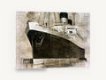 Mauretania at Berth, vintage mauretania ocean liner, stretched canvas wall art print ready to hang