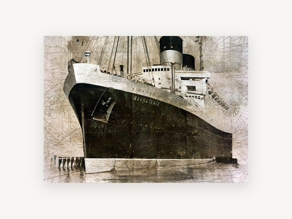 Mauretania at Berth, vintage canvas wall art print, front view