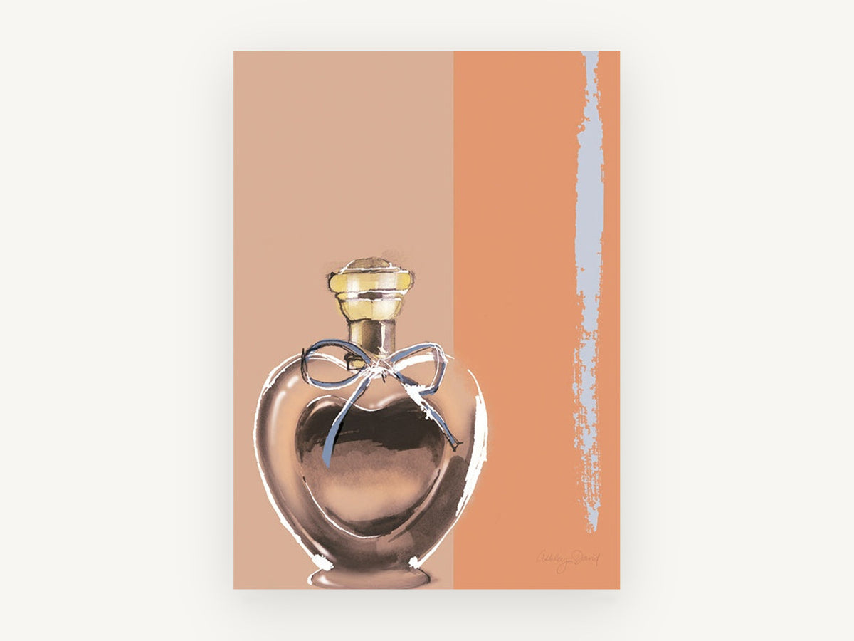 Heart Perfume Bottle, vintage canvas wall art print, front view