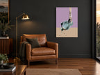 Teal Brush Swirl vintage canvas print on the wall of a charcoal living room