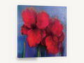 Crimson Haze Blooms, red poppy flowers soft abstract floral, floral canvas wall art print ready to hang