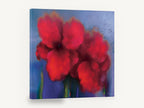 Crimson Haze Blooms, red poppy flowers soft abstract floral, floral canvas wall art print ready to hang
