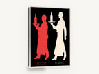 Rouge et Blanc Waiters, vintage red and white wine waiter poster, stretched canvas wall art print ready to hang
