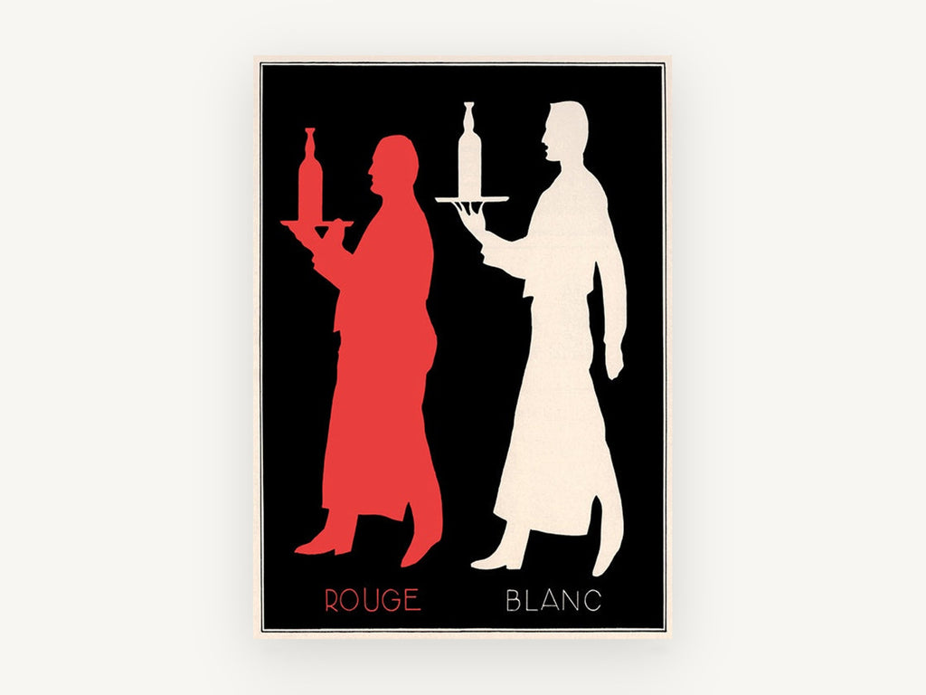 Rouge et Blanc Waiters, vintage canvas wall art print, front view