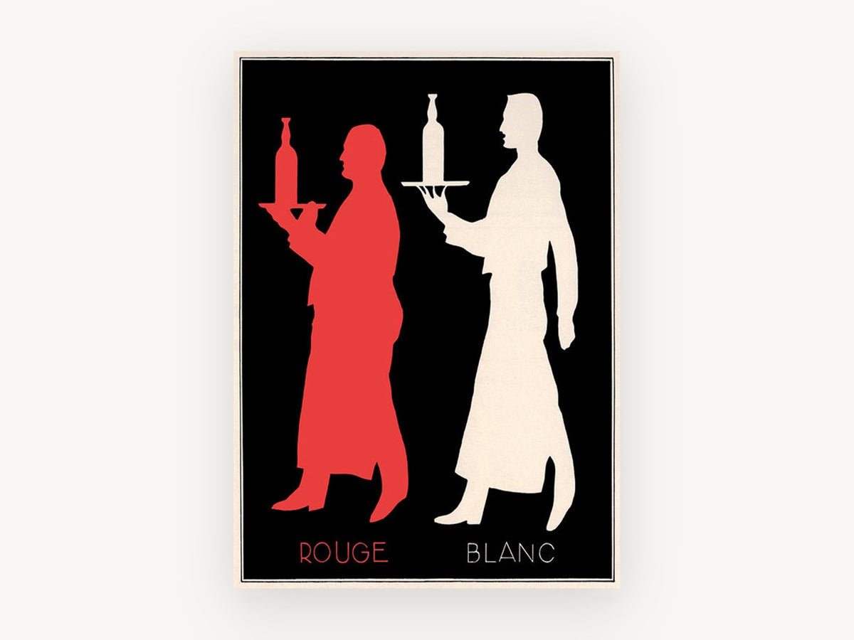Rouge et Blanc Waiters, vintage canvas wall art print, front view