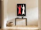 Rouge et Blanc Waiters vintage canvas print on the wall of a hallway