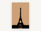 Eiffel Tower in Sepia, eiffel tower sepia silhouette photograph, city canvas wall art print, front view