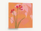 Coral Freesia Silhouette, pink freesia silhouette floral illustration, floral canvas wall art print ready to hang