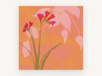 Coral Freesia Silhouette, floral canvas wall art print, front view