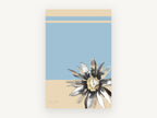 Ink Daisy on Blue, floral canvas wall art print, front view