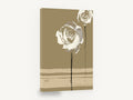 Two Cream Roses on Khaki, cream roses ink illustration khaki, floral canvas wall art print ready to hang