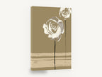 Two Cream Roses on Khaki, cream roses ink illustration khaki, floral canvas wall art print ready to hang