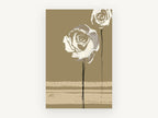 Two Cream Roses on Khaki, floral canvas wall art print, front view