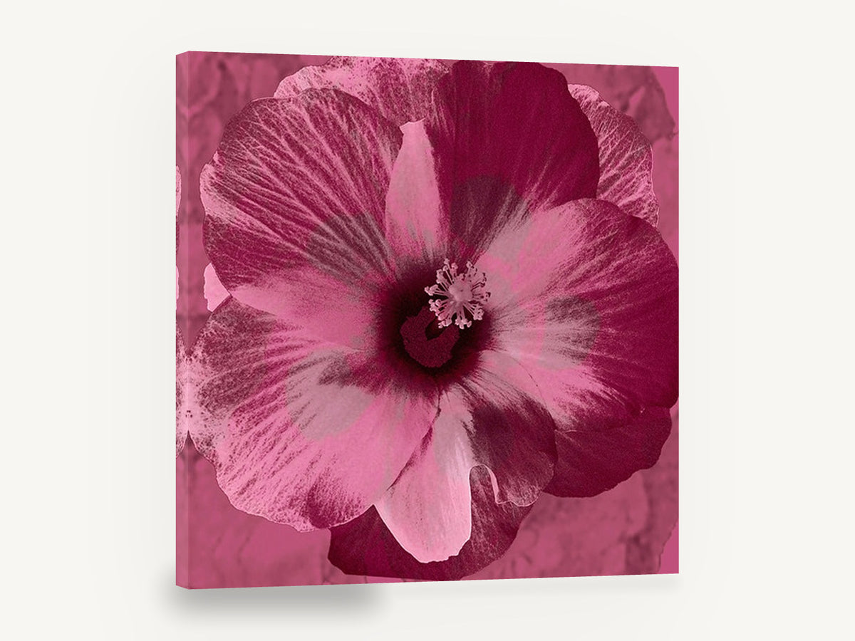 Magenta Hibiscus Bloom, pink hibiscus flower pop art, floral canvas wall art print ready to hang