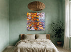 Autumn Leaf Ripples landscape canvas print on the wall of a bedroom