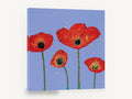 Red Poppies on Periwinkle, red poppies periwinkle blue floral painting, floral canvas wall art print ready to hang