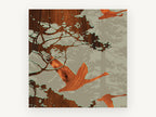 Geese in Walnut Grain, floral canvas wall art print, front view