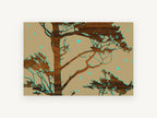 Wood Grain Cypress Silhouette, floral canvas wall art print, front view