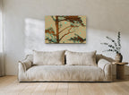 Wood Grain Cypress Silhouette floral canvas print on the wall of a living room