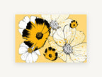 Golden Cosmos Contrast, floral canvas wall art print, front view