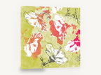 Chartreuse Hibiscus Collage, hibiscus flowers graphic floral collage, floral canvas wall art print ready to hang