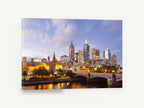 Yarra Dusk Crossing, melbourne skyline yarra river dusk, city canvas wall art print ready to hang