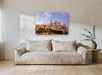 Yarra Dusk Crossing city canvas print on the wall of a living room