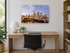 Yarra Dusk Crossing city canvas print on the wall of a study