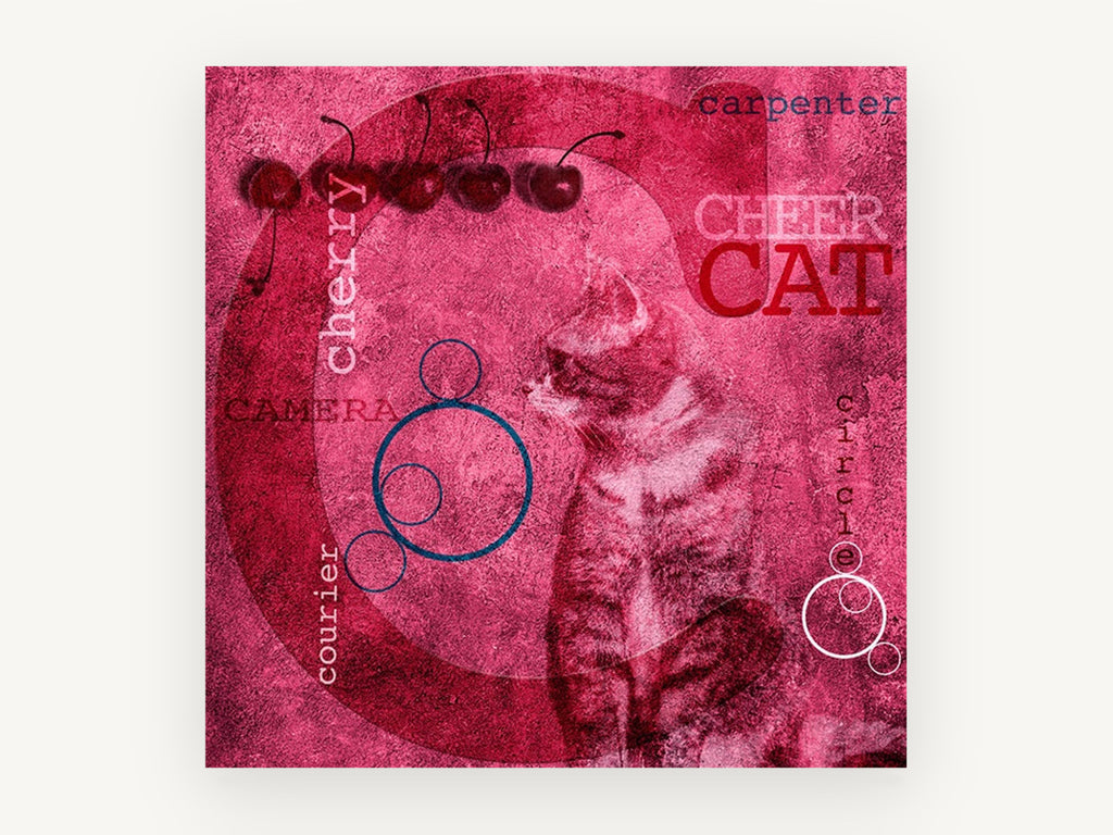 Cherry Cat Alphabet, kitchen canvas wall art print, front view