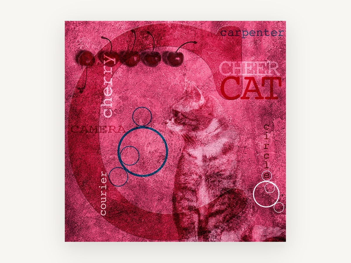 Cherry Cat Alphabet, kitchen canvas wall art print, front view