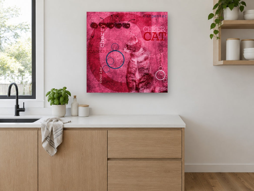 Cherry Cat Alphabet kitchen canvas print on the wall of a kitchen