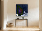 Dragonfruit Dog Alphabet kitchen canvas print on the wall of a hallway