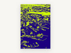 Boston Harbour Neon Aerial, coastal canvas wall art print, front view