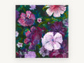 Violet Garden Bloom, floral canvas wall art print, front view