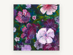 Violet Garden Bloom, floral canvas wall art print, front view