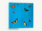 Butterflies on Cerulean, colourful butterflies illustration on blue, animal canvas wall art print ready to hang