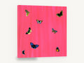 Butterflies on Hot Pink, butterflies on pink illustration, animal canvas wall art print ready to hang