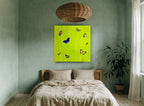 Butterflies on Lime animal canvas print on the wall of a bedroom