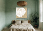 Tree Ring Impression floral canvas print on the wall of a bedroom