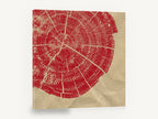 Red Tree Ring Print, red tree ring wood block, floral canvas wall art print ready to hang